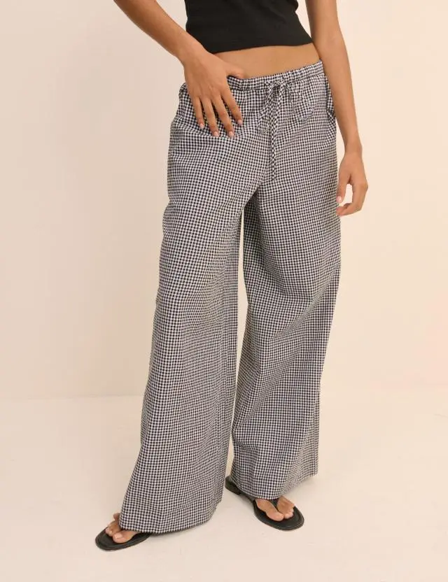 Black Gingham Relaxed Trousers