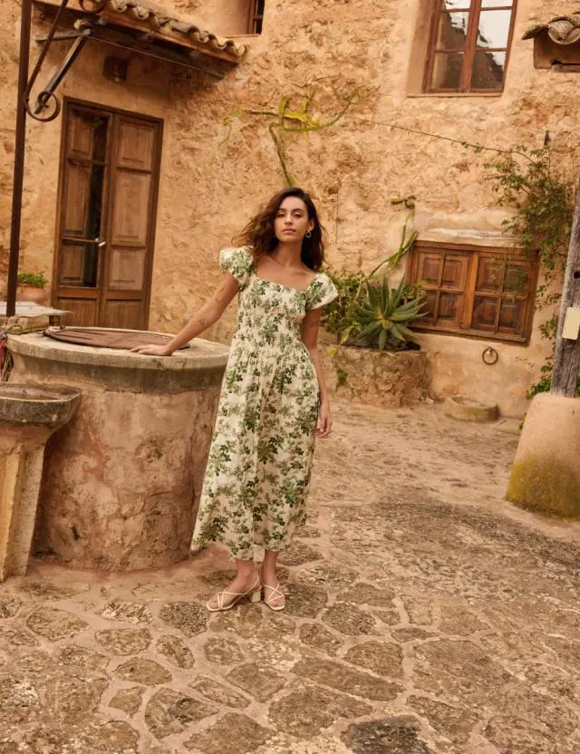 Cream Floral Imogen Midi Dress