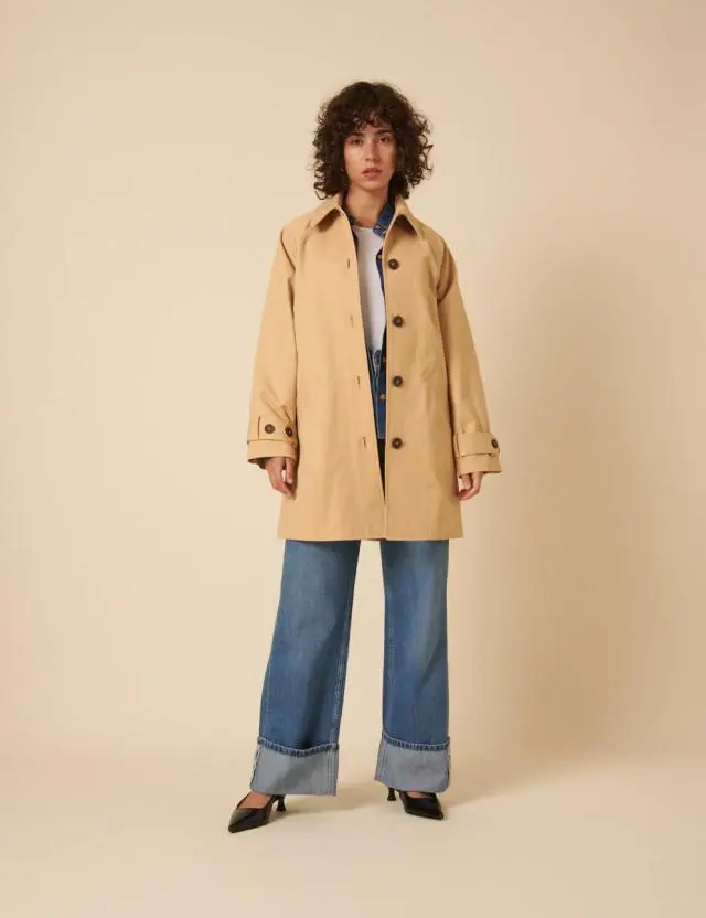 Beige Single Breasted Trench Coat