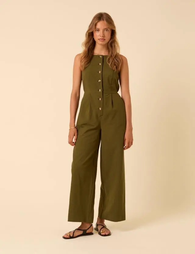 Khaki Green Tailored Peri Jumpsuit
