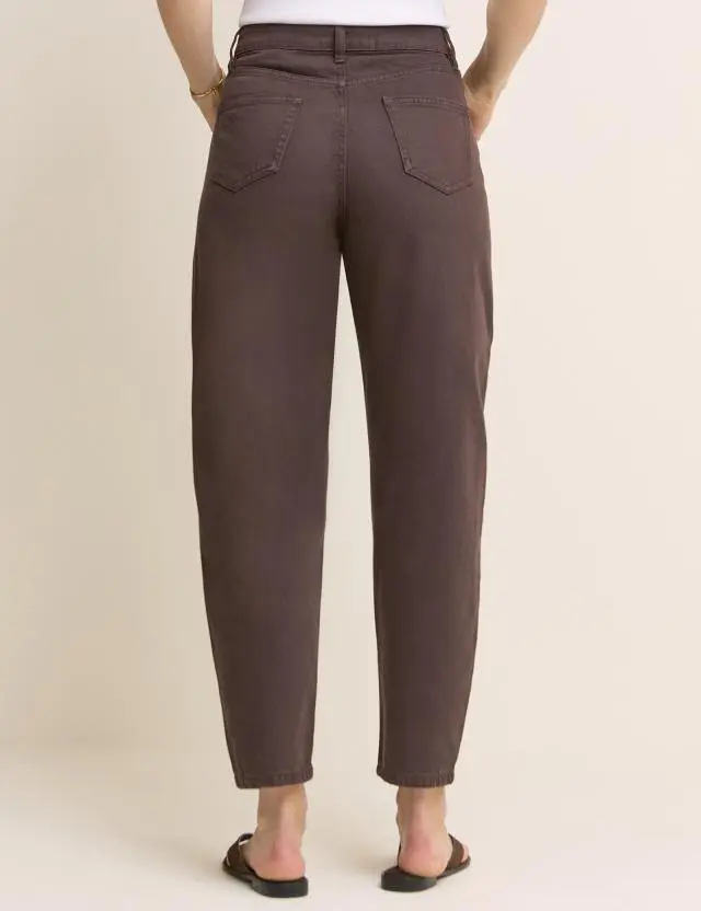 Brown High Rise Putney Barrel Leg Jeans
