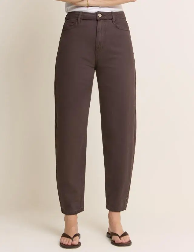 Brown High Rise Putney Barrel Leg Jeans