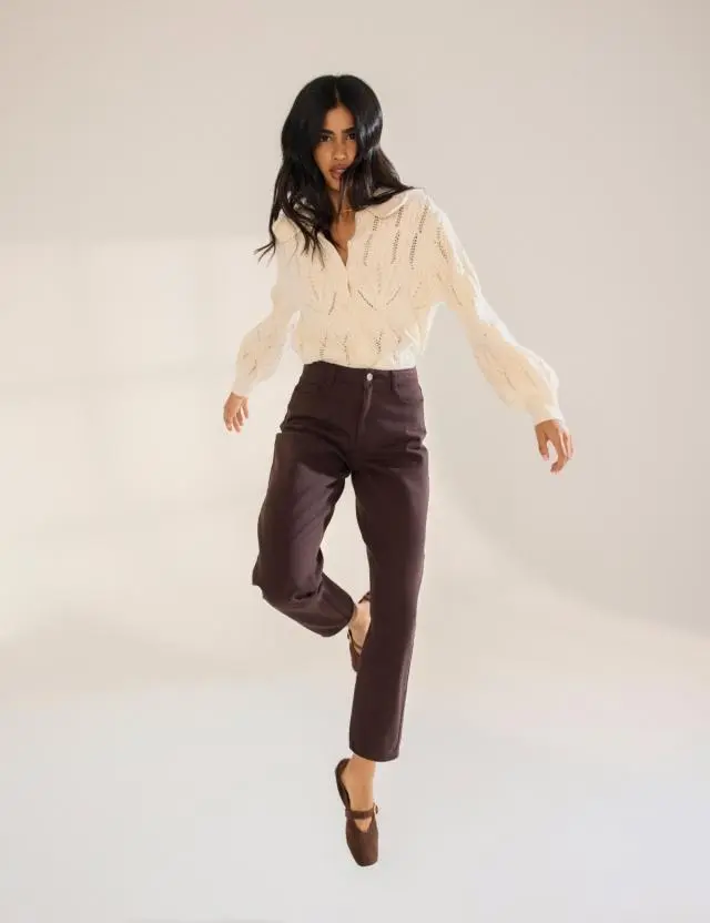 Brown Putney Barrel Leg Jeans