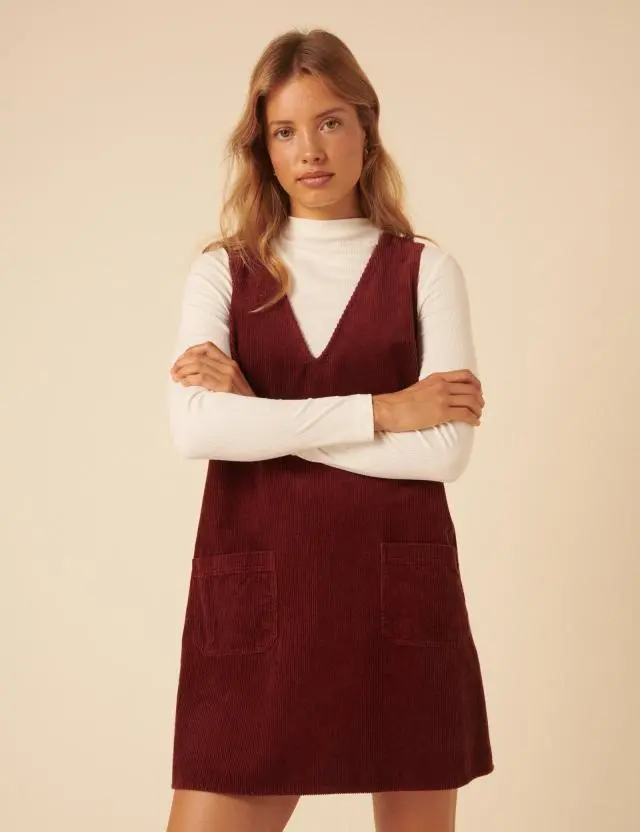 Red Piper Pinafore Mini Dress