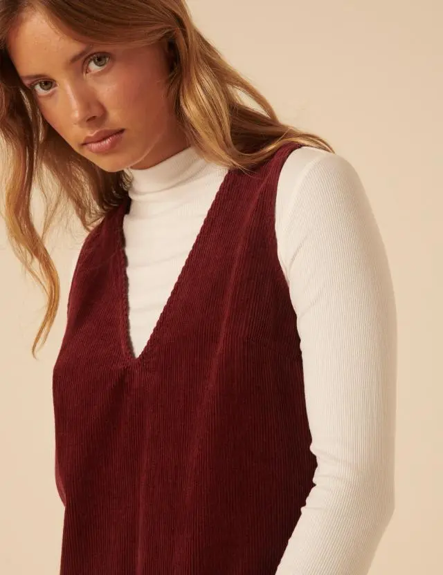 Red Piper Pinafore Mini Dress