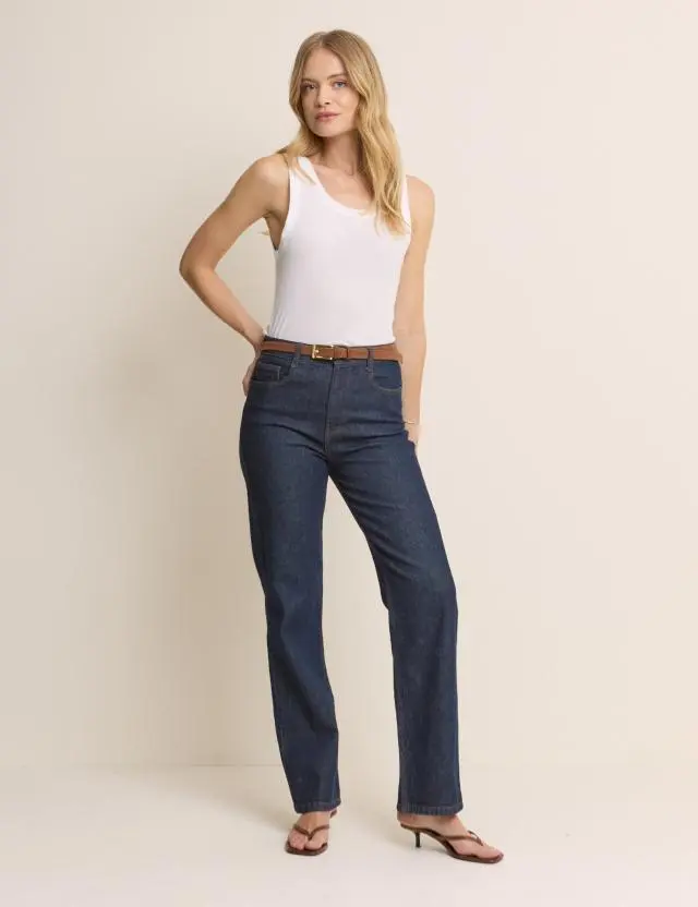 Dark Blue High Rise Kingston Straight Leg Jeans