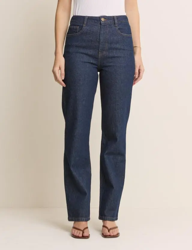 Dark Blue High Rise Kingston Straight Leg Jeans