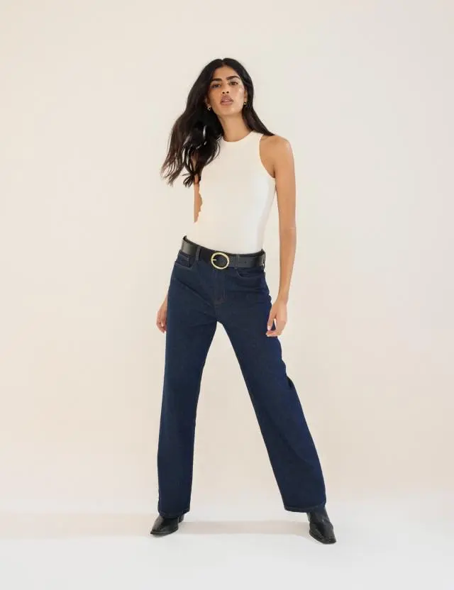 Dark Blue Kingston Straight Leg Jeans