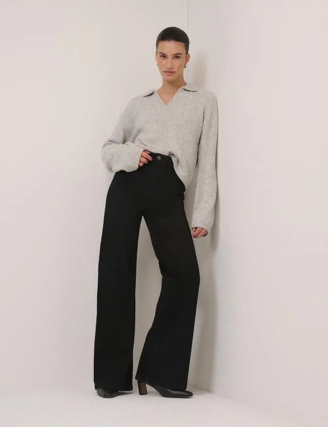 Black High Rise Soho Wide Leg Jeans