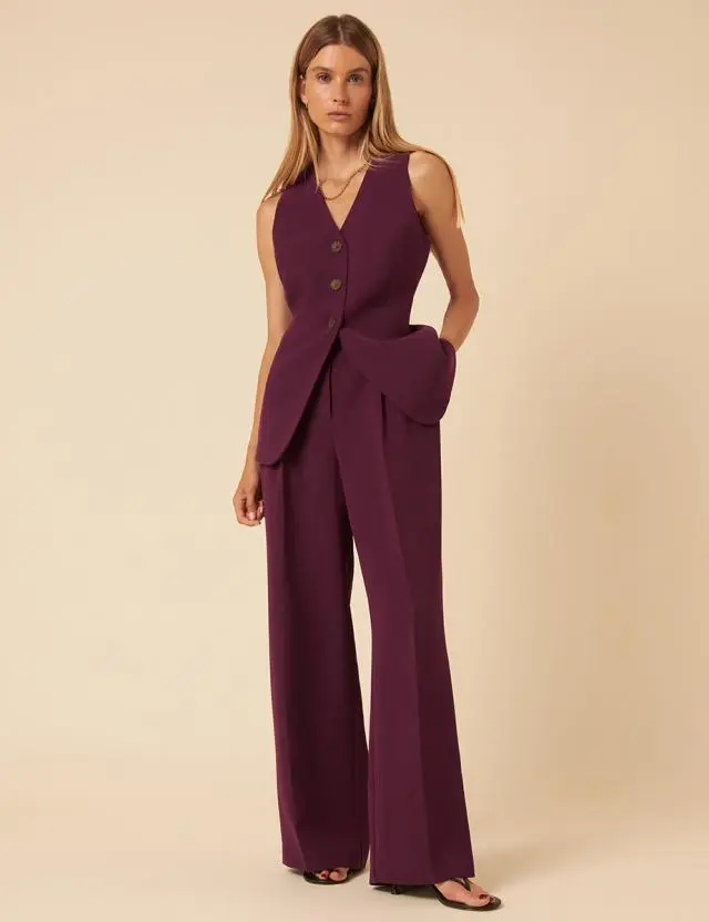 Deep Purple Jax Pleated Tailored Trousers