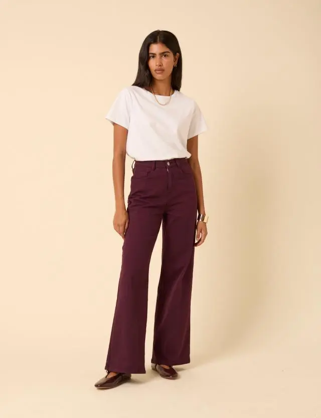 Burgundy Stretch Soho Wide Leg Jeans