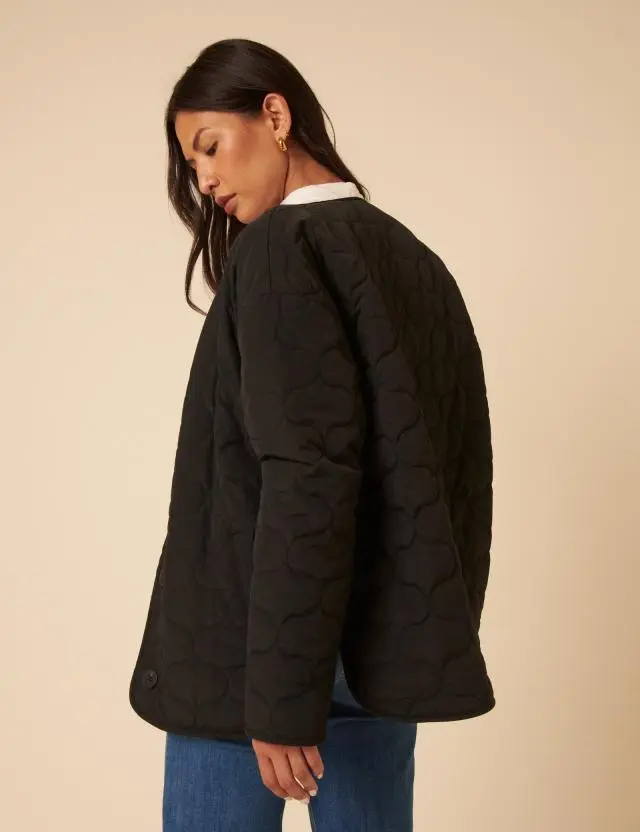 Black Reversible Borg Qulited Jacket