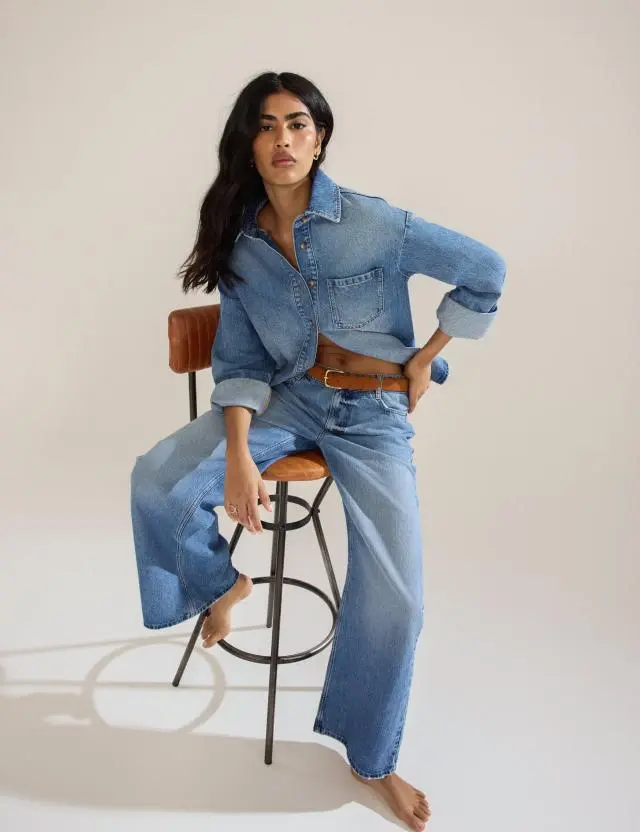 Light Blue Low Rise Wide Leg Jeans