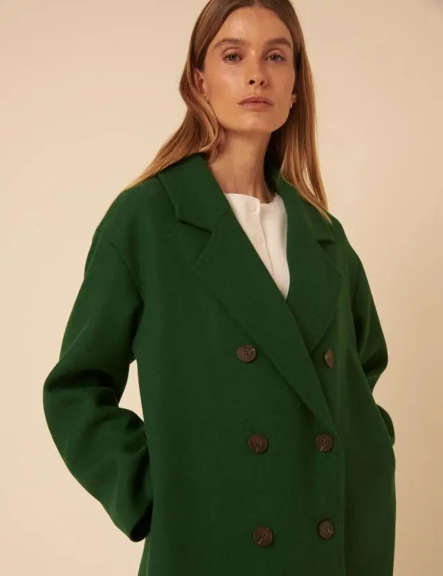 Green Double Breasted Coat