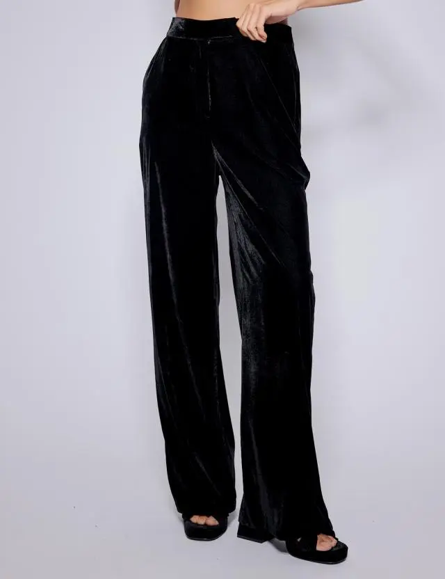 Black Velvet Straight Leg Trousers