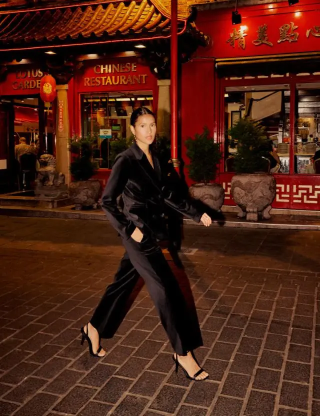 Black High Waisted Velvet Trousers