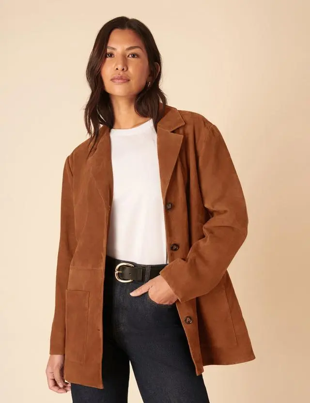 Brown Suede Blazer Jacket
