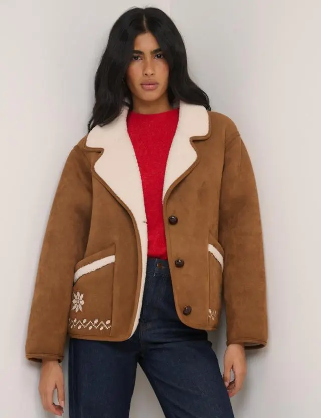 Tan Faux-Shearling Aspen Jacket