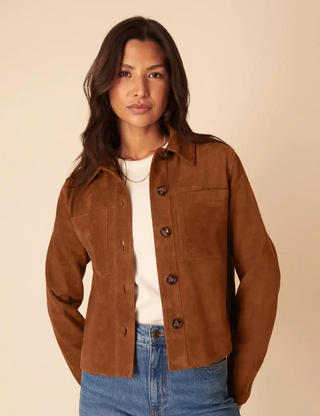 Brown Suede Cropped Jacket