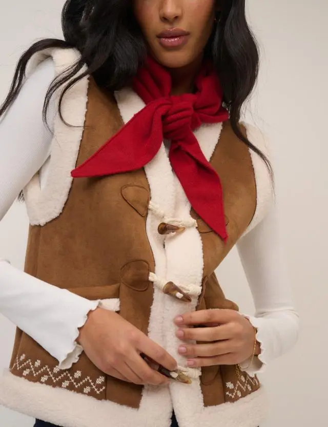 Tan Faux-Shearling Aspen Gillet