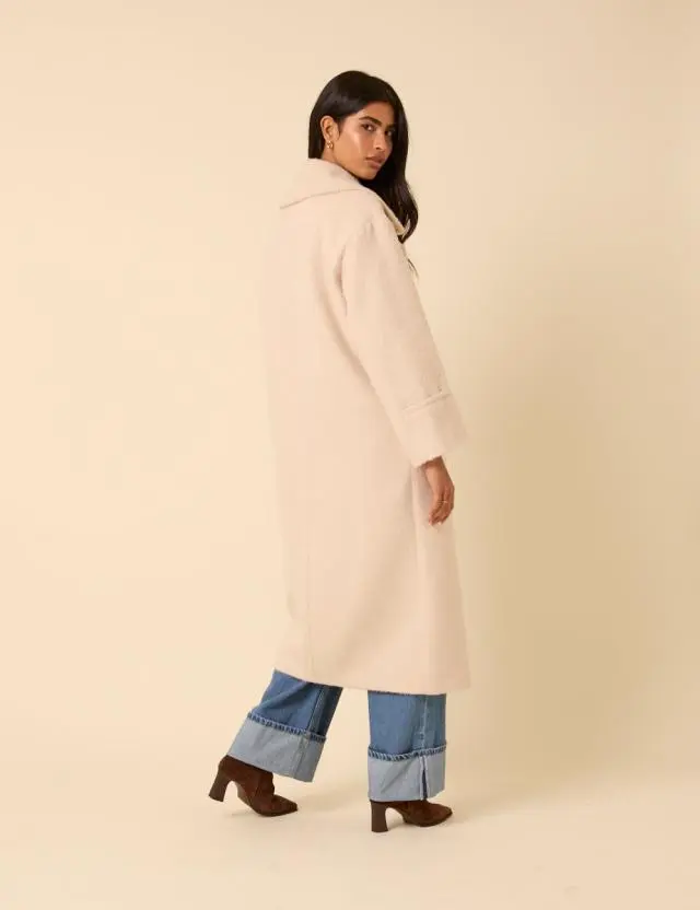 Cream Relaxed Brushed Coat