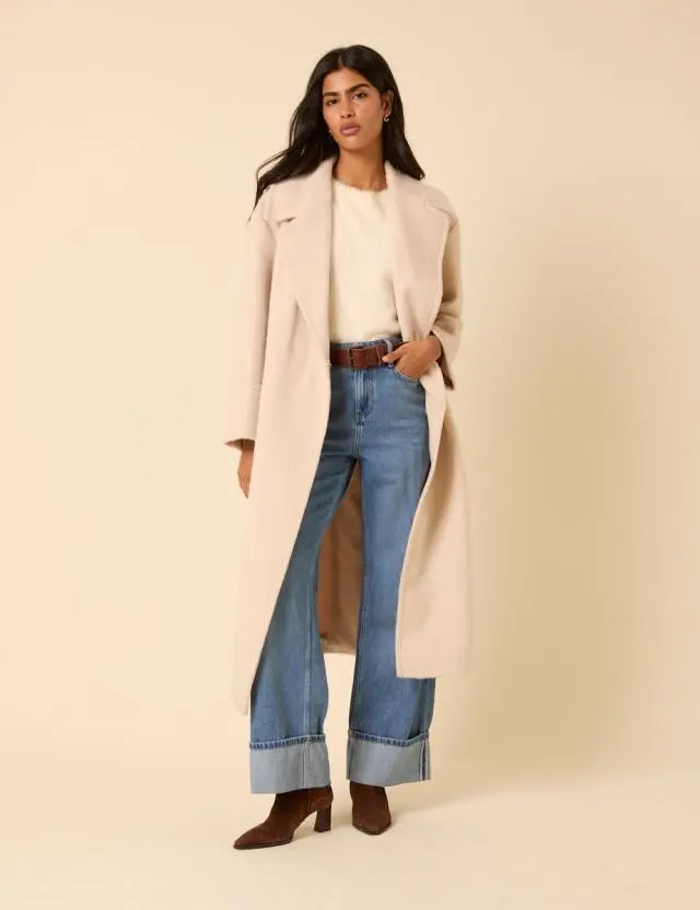 Cream Relaxed Brushed Coat