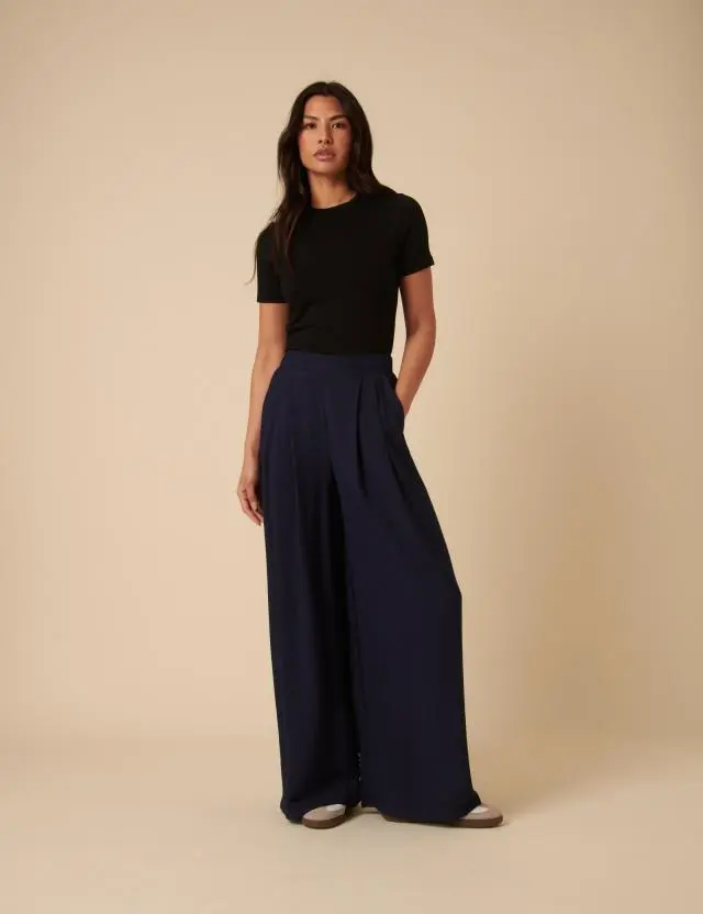 Navy Full Length Zeena Trousers