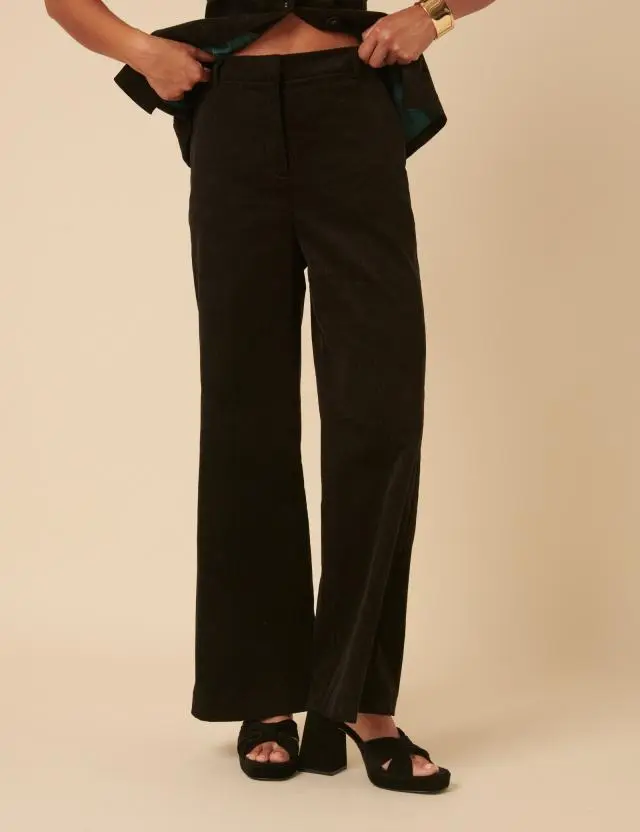NC x Lisou Black Cord High Waist Wide Leg Trousers