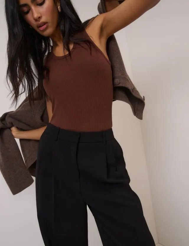 Black Wide Leg Jax Crepe Trousers