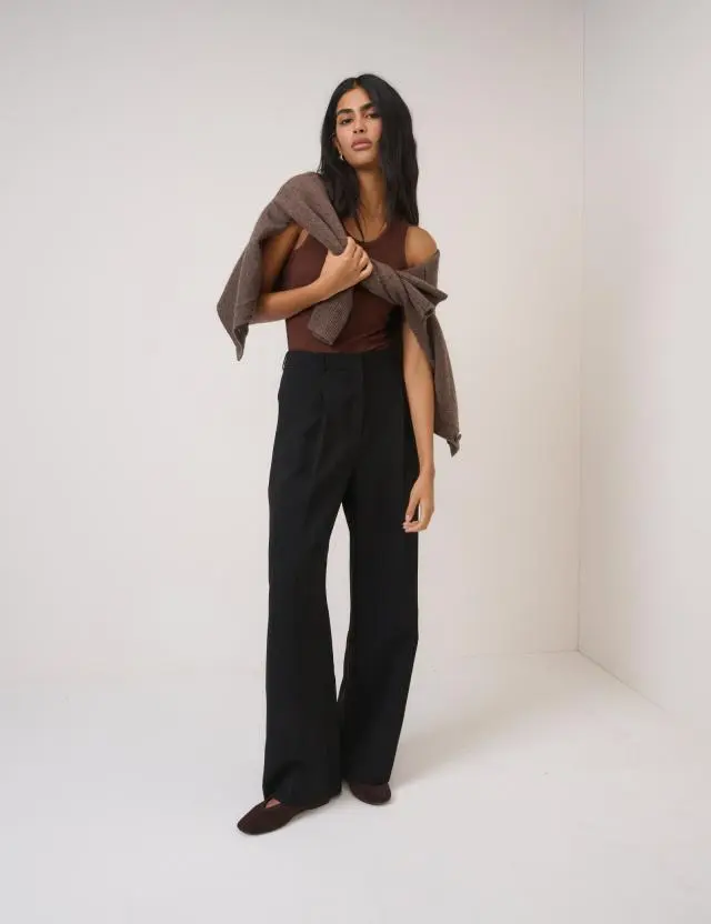 Black Wide Leg Jax Crepe Trousers