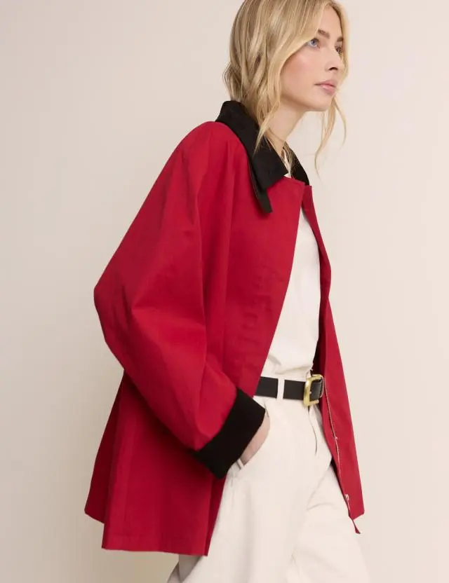 Red Cord Detail Barn Jacket