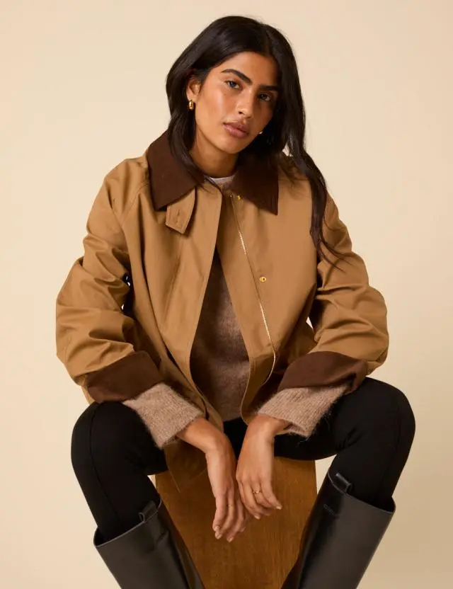 Camel Cord Detail Barn Jacket