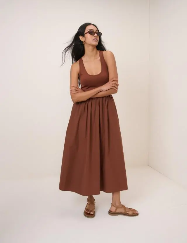 Brown Racer Back Lexie Midi Dress