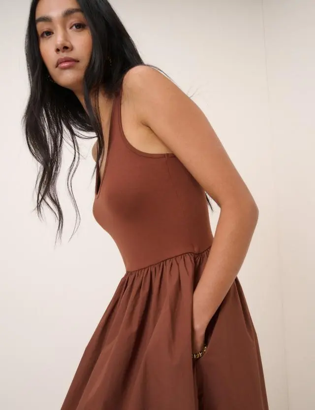 Brown Racer Back Lexie Midi Dress