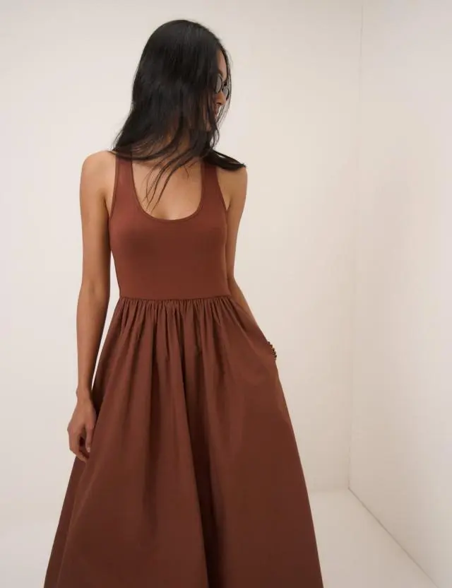 Brown Racer Back Lexie Midi Dress