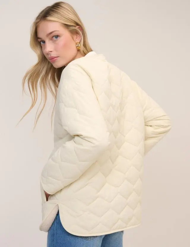 Cream Quilted Reversible Liner Jacket