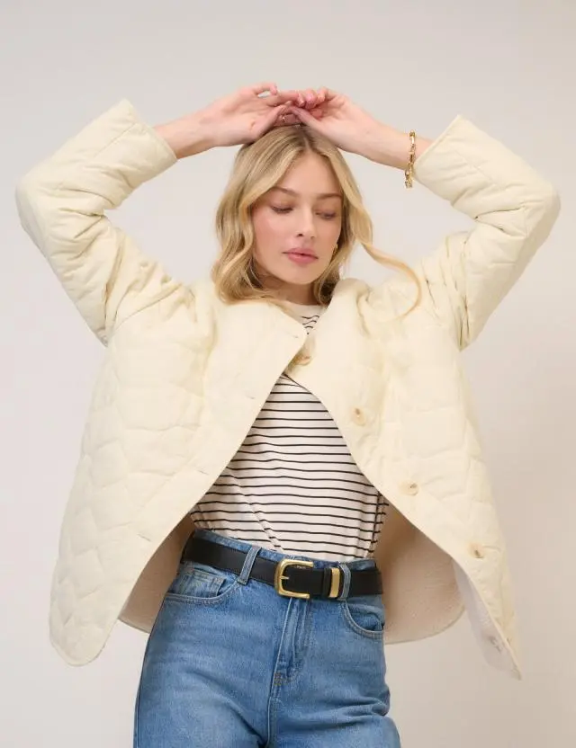 Cream Quilted Reversible Liner Jacket