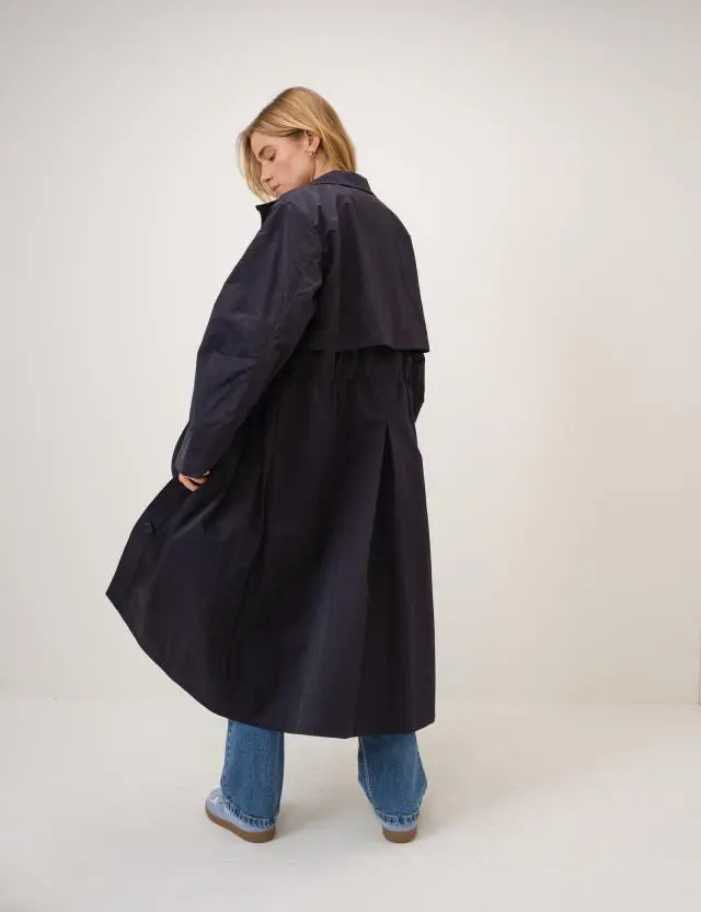 Navy Longline Funnel Neck Parka Jacket