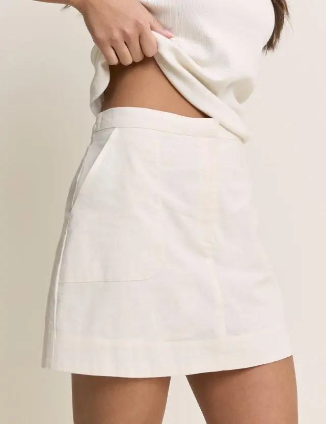 Cream High Waisted Utility Skort
