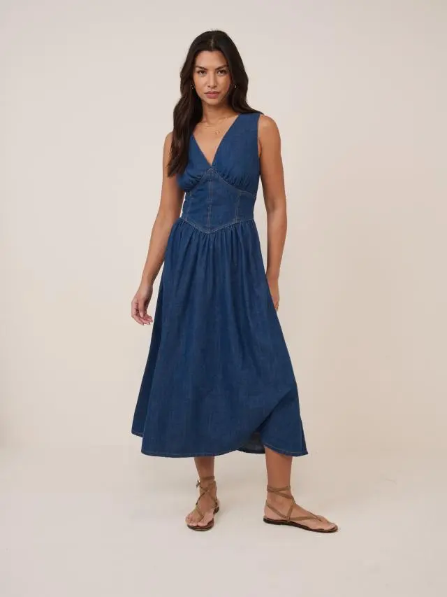 Mid-Wash Jackson Denim Midi Dress
