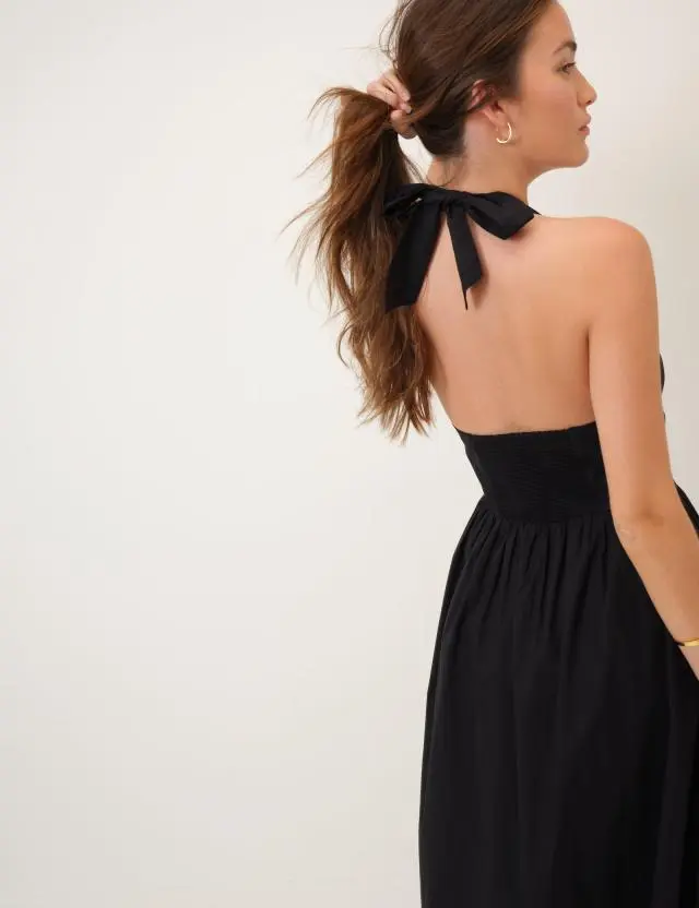 Black Halterneck Hallie Midi Dress