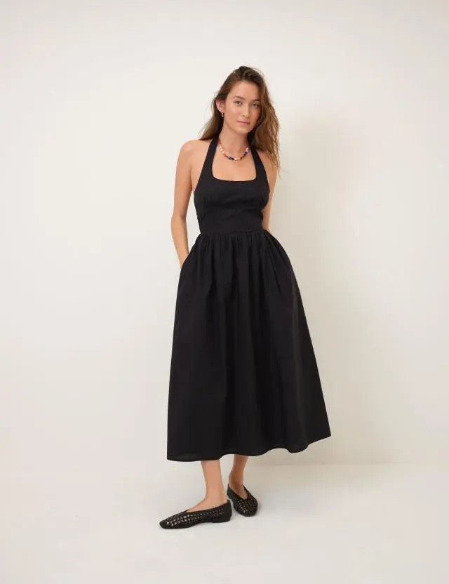 Black Halterneck Hallie Midi Dress