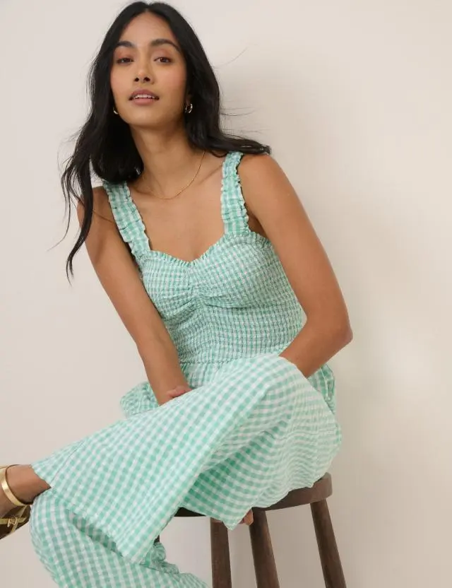 Mint Green Gingham Helena Jumpsuit