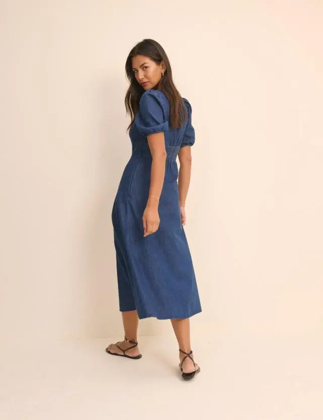 Dark Wash Denim Tulla Midi Dress