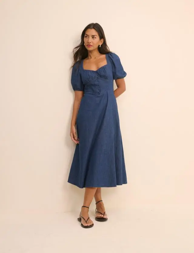 Dark Wash Denim Tulla Midi Dress