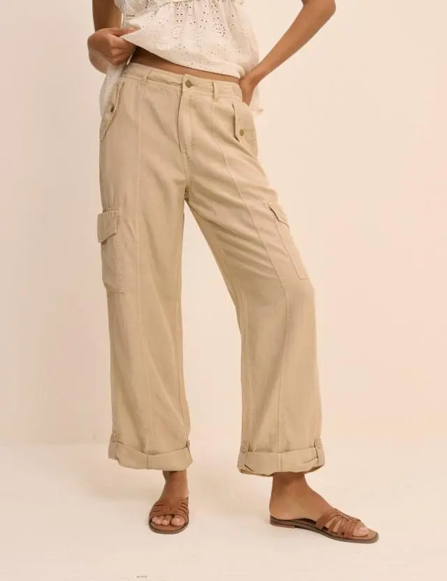 Sand Straight Leg Cargo Trousers