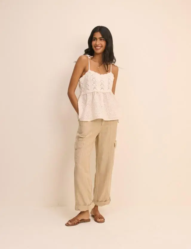 Sand Straight Leg Cargo Trousers