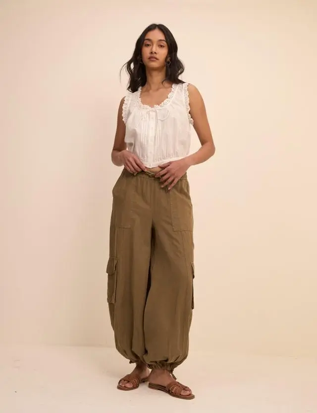 Khaki Utility Balloon Trousers