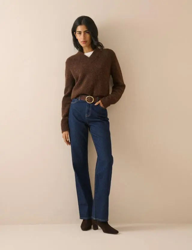 Dark Blue High Rise Kingston Straight Leg Jeans