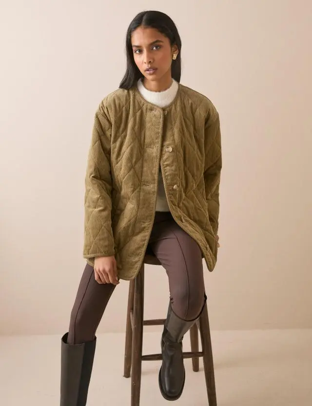 Taupe Quilted Cord Jacket